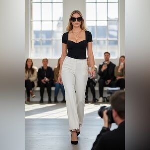 Authentic GUCCI White Tailored Pants | Horsebit Trim | ITALY 38